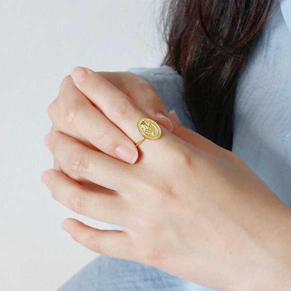 18K Gold Plated Sterling Silver Angel Ring - Picture 2 of 5